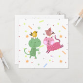 kaart verjaardag 2 poezen 2 vogeltjes (Voorkant / Achterkant in situ)