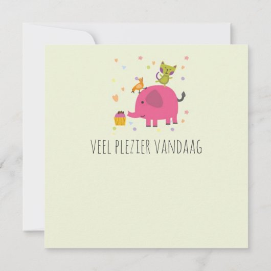 kaart verjaardag olifantje poes en cupcake (Achterkant)