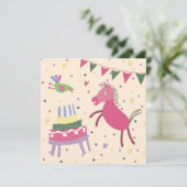  kaart verjaardag paardje met taart (Staand voorkant)