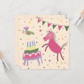  kaart verjaardag paardje met taart (Voorkant / Achterkant in situ)