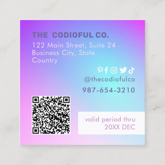 Kaart Verloop vierkante korting Klantenkaartje (Achterkant)