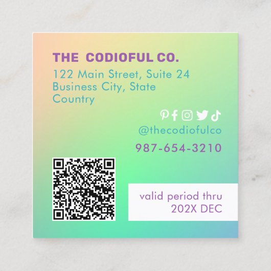 Kaart Verloop vierkante korting Klantenkaartje (Achterkant)