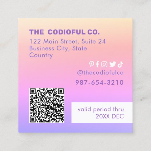 Kaart Verloop vierkante korting Klantenkaartje (Achterkant)