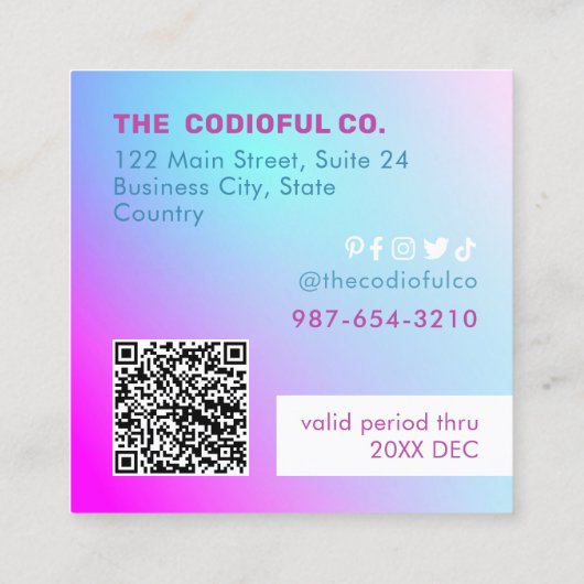 Kaart Verloop vierkante korting Klantenkaartje (Achterkant)