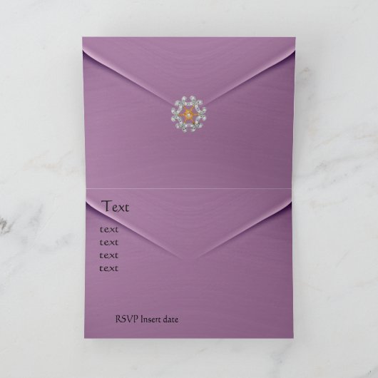 Kaart Verloving Roze Mauve Diamond Jewel (Binnen)