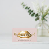 Kaart verwijzing | Goud Lips Blush Pink Girly Salo (Staand voorkant)