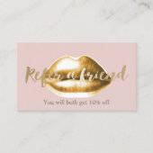 Kaart verwijzing | Goud Lips Blush Pink Girly Salo (Voorkant)