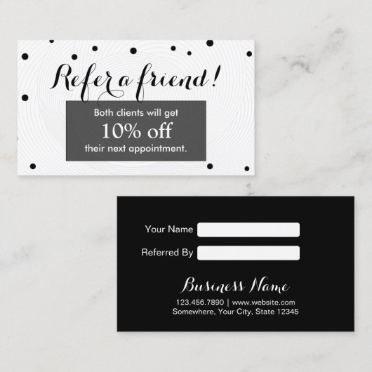 Kaart verwijzing | Modern Black & White Beauty Sal (Voorkant / Achterkant)