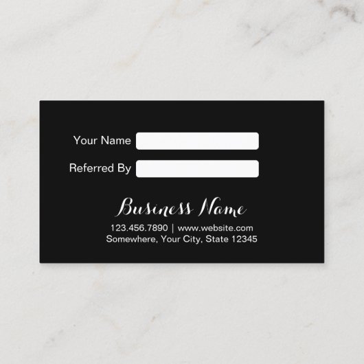 Kaart verwijzing | Modern Black & White Beauty Sal (Achterkant)