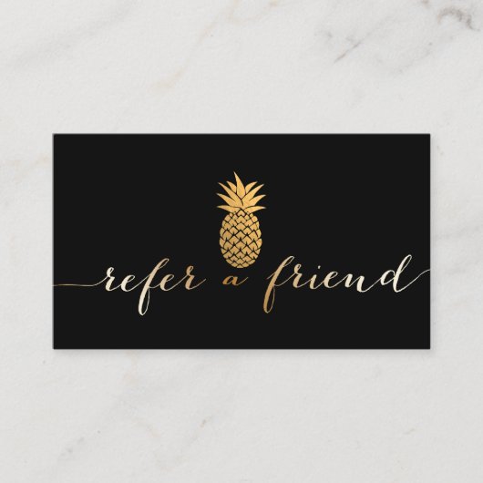 Kaart verwijzing | Modern Gold Script en ananas (Voorkant)
