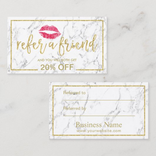 Kaart verwijzing | Rode Lips Makeup Artist Marmer (Voorkant / Achterkant)