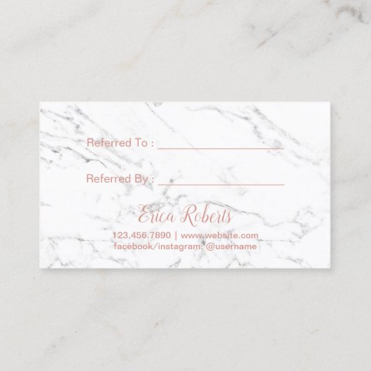 Kaart verwijzing | Roos Gold Driving White marble (Achterkant)