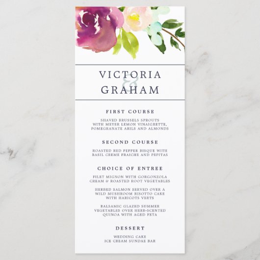 Kaart Vibrant Bloom Wedding Menu (Voorkant)