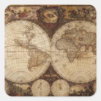  kaart vierkante sticker