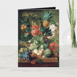 Kaart Vintage Kunst Stilleven Bloemen Met Fruit
