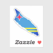 Kaart vlag van Aruba Sticker (Vel)