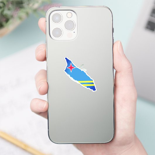 Kaart vlag van Aruba Sticker (Telefoon)