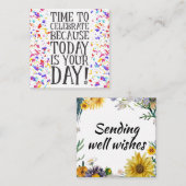 Kaart voegt verjaardagswensen in/verzendt goede we vierkante visitekaartje (Voorkant / Achterkant)