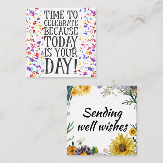 Kaart voegt verjaardagswensen in/verzendt goede we vierkante visitekaartje (Voorkant / Achterkant)