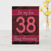 Kaart voor 38ste verjaardag met rozen en bladeren (Gele Bloem)