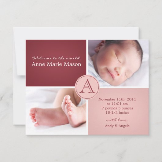 kaart voor aankondiging van BABY MEISJE (Voorkant)