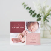 kaart voor aankondiging van BABY MEISJE (Staand voorkant)
