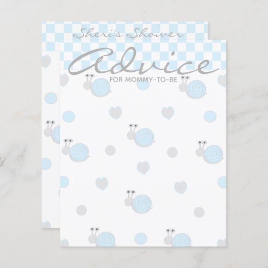 Kaart voor advies over het baby shower "Snippers e (Voorkant / Achterkant)