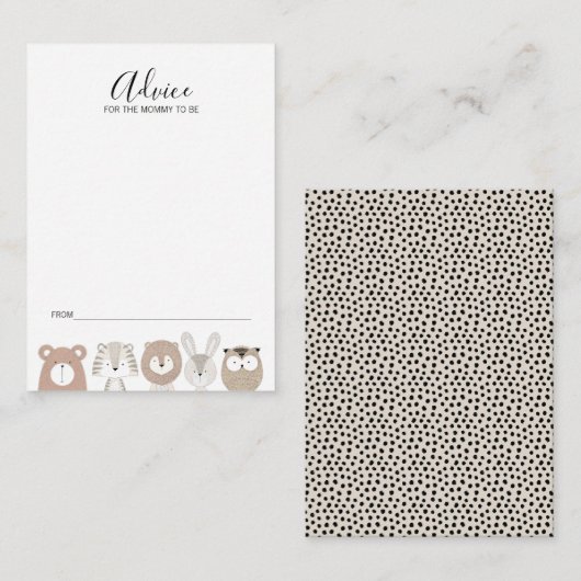Kaart voor advies over het Baby shower van wilde d (Voorkant / Achterkant)