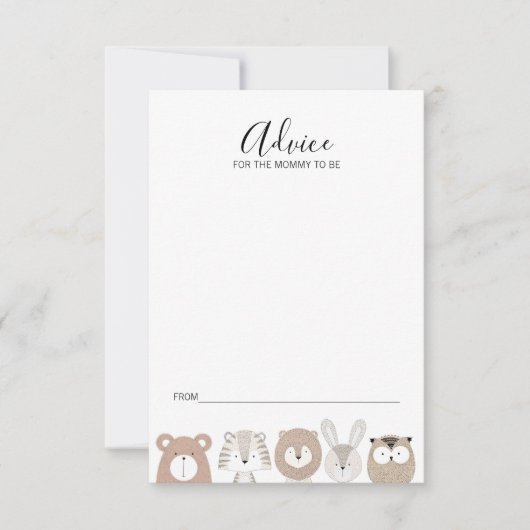 Kaart voor advies over het Baby shower van wilde d (Voorkant)