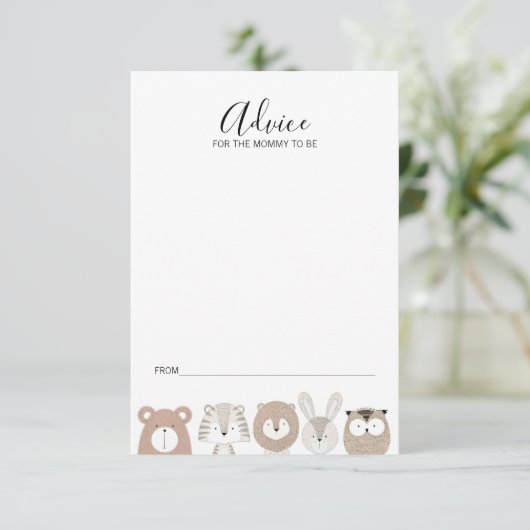 Kaart voor advies over het Baby shower van wilde d (Staand voorkant)