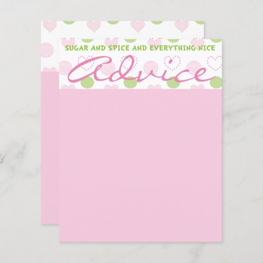 Kaart voor advies van de baby shower "Suiker en sp (Voorkant / Achterkant)