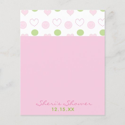 Kaart voor advies van de baby shower "Suiker en sp (Achterkant)