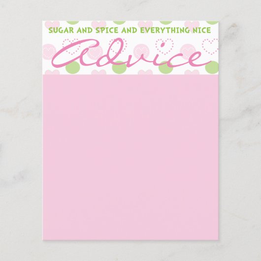 Kaart voor advies van de baby shower "Suiker en sp (Voorkant)