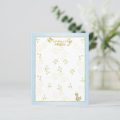 Kaart voor advies van het baby shower "Gold Blue B (Staand voorkant)