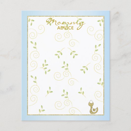 Kaart voor advies van het baby shower "Gold Blue B (Voorkant)