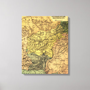 Kaart voor Afghanistan en omliggende landen Canvas Afdruk