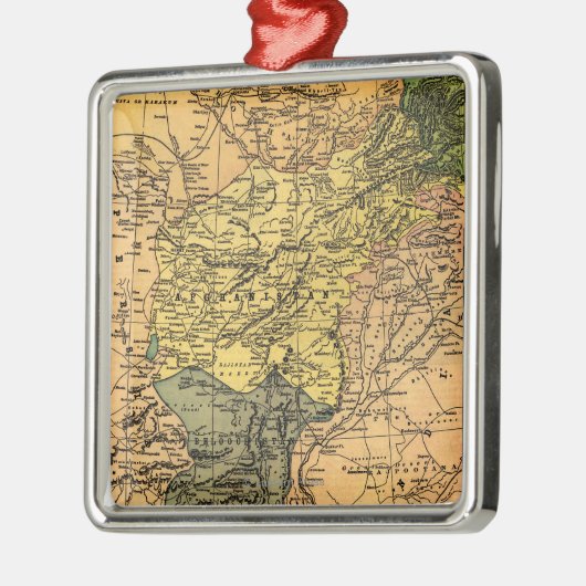 Kaart voor Afghanistan en omliggende landen Metalen Ornament (Links)