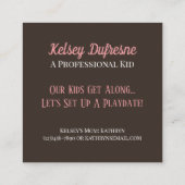 Kaart voor afspeeldatum kind Fun Floral Vierkante Visitekaartje (Achterkant)