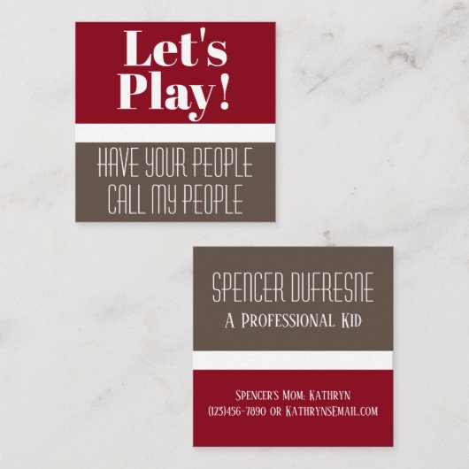 Kaart voor afspeeldatum kind Modern & Fun Vierkante Visitekaartje (Voorkant / Achterkant)