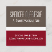 Kaart voor afspeeldatum kind Modern & Fun Vierkante Visitekaartje (Achterkant)