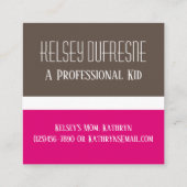 Kaart voor afspeeldatum kind Modern & Roze Vierkante Visitekaartje (Achterkant)