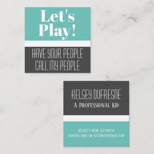 Kaart voor afspeeldatum kind Modern Vierkante Visitekaartje (Voorkant / Achterkant)