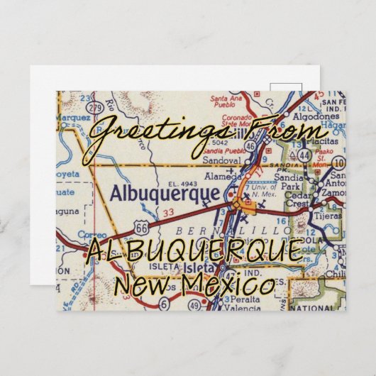  kaart voor Albuquerque NM (Voorkant / Achterkant)