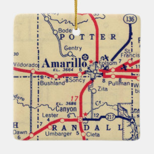 kaart voor Amarillo TX Keramisch Ornament
