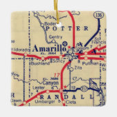  kaart voor Amarillo TX Keramisch Ornament (Voorkant)