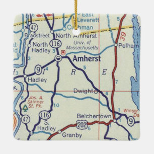  kaart voor Amherst MA Keramisch Ornament
