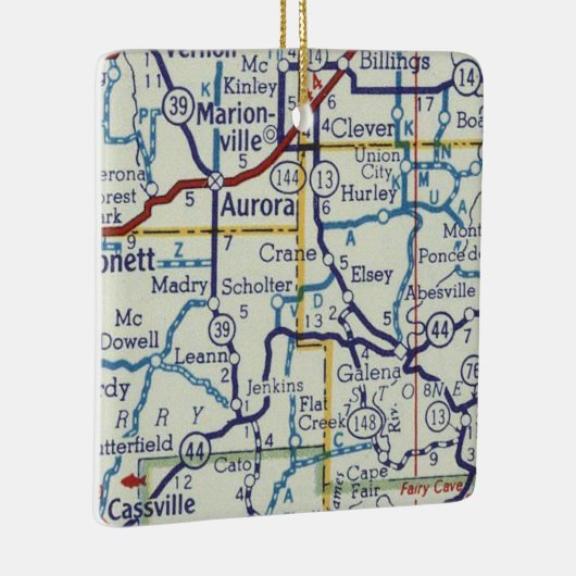  kaart voor Aurora MO Keramisch Ornament (Rechts)