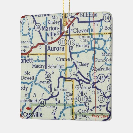  kaart voor Aurora MO Keramisch Ornament (Links)