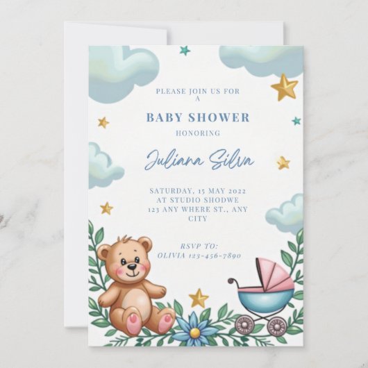 kaart voor babyfeestje (Voorkant)