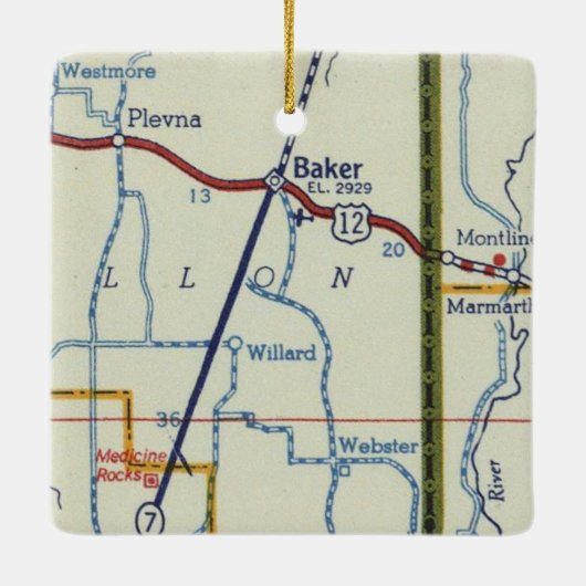 kaart voor Baker MT Keramisch Ornament (Achterkant)